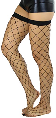 Image of ToBeInStyle Women's Vibrant Large Net Fishnet Thigh High Elastic Nylon Novelty Stockings