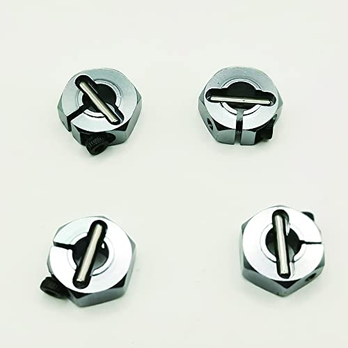4X Wheel Hub 12mm Hex Adapter 5mm Thickness 5mm Hole for 1/10 RC Car Truck HPI HSP Redcat Tamiya Traxxas RC4WD D90 (Titanium)