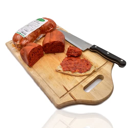 Valle del Crati Nduja Calabrese di Spilinga in Budello1.5 KG , 'Nduja Prodotta in Calabria , Nduja Piccante Salame Calabrese Spalmabile, Nduja Artigianale di Puro Suino , 3 Pezzi (1500 gr)