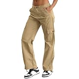 Cargo Pants Women, Streetwear Casual Pants With 6 Pockets Drawstring Ankle Cuffs, Cargo Pants Women High Waist Cargo Pants Women Baggy Baggy Jeans For Women Wide Leg Cargo Pants For Women