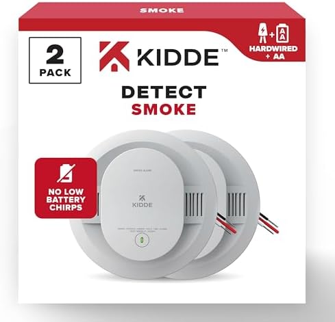 Kidde Hardwired Smoke Detector, AA Battery Backup, Interconnectable, LED Warning Light Indicators, 2 Pack