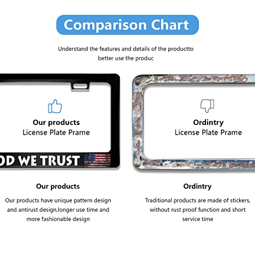 In God We Trust License Plate Frame With American Flag Design Quality Metal Aluminum Car Cover Tag Holder Frames With 2 Holes And Screws 12 X 6 Inch Decoration For Us Vehicles Standard For Women Men #TOP2