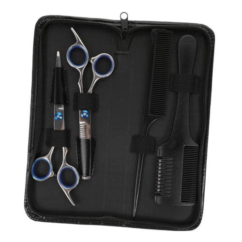 HONITANO Tijeras de Peluquería y Peines Profesionales de Acero Inoxidable con Estuche de Cuero Incluye Tijeras Rectas Dientes para Corte y Peine de Afeitar para Profesional y Doméstico