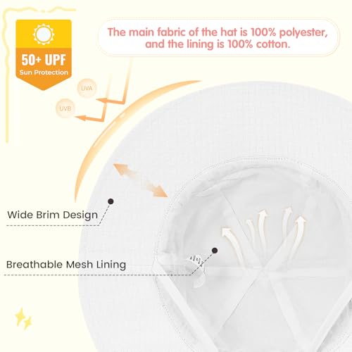 Adorable Baby & Toddler Sun Hat Breathable Seersucker Cap with Adjustable Chin Strap UPF 50+ Protection3