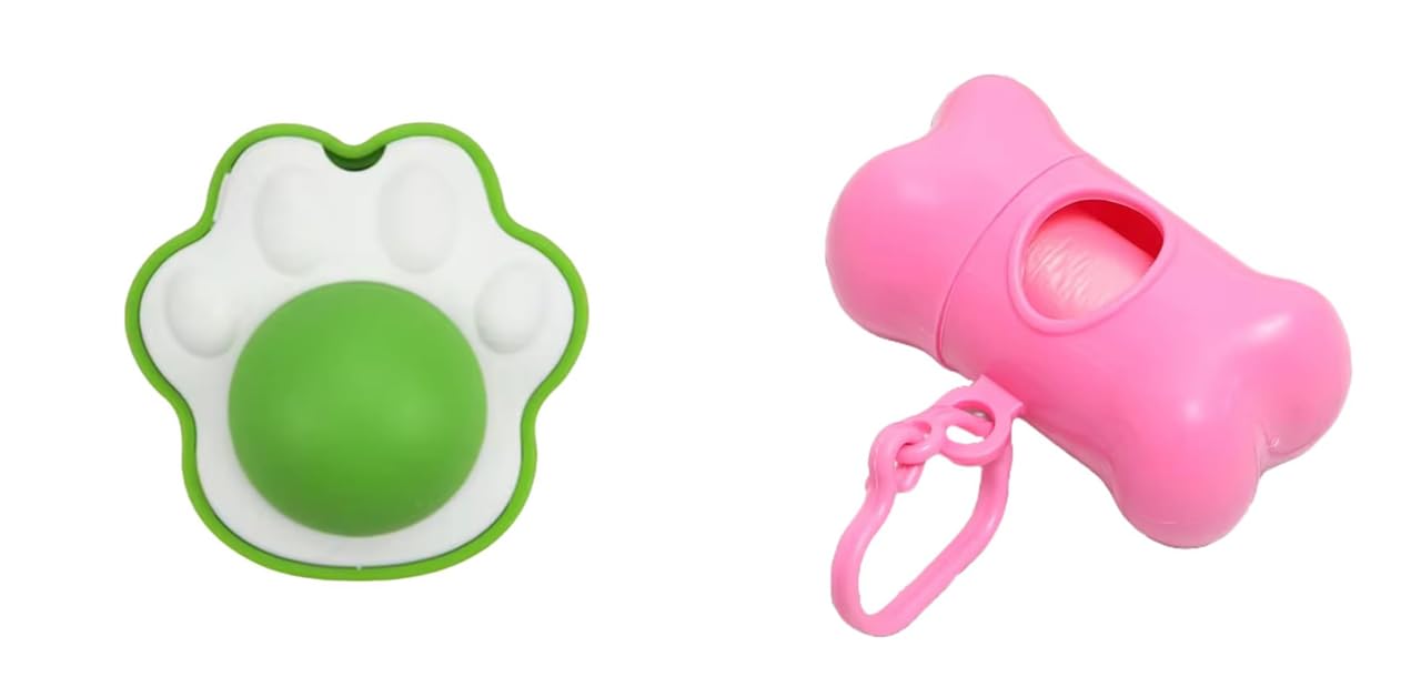 Silvervine, Gall Fruit Catnip Wall Toy, Rotatable, Cat Chew Toys, (Paw Shape) and Poop Bag Holder Bone Shaped Pet Waste Disposal Container with Key Chain for Dogs (Pink) Combo Pack