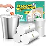 T.FORING 120 Count 8 Gallon Trash Bags Unscented - Thick Clear Medium Garbage bags, 30 Liter Strong Plastic Wastebasket Can Liners for Kitchen Home Bathroom Office