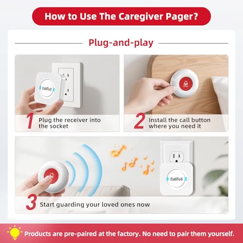 image for CallToU Caregiver Pager Elderly Alert Call Button for Seniors Smart Pa