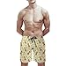 Meaudiwes Men's Cute Cartoon Giraffe Shorts Quick Dry Board Shorts Elastic Waistband Summer Swim Trunks with Drawstring Fashion Beach Shorts (M)