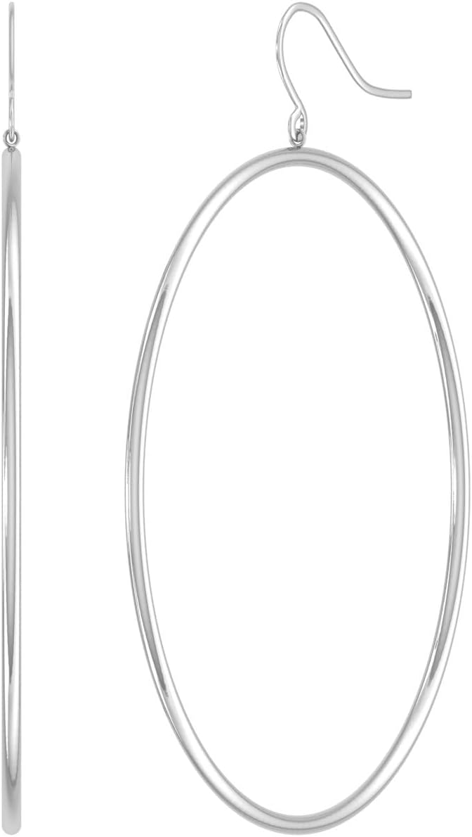 10K Gold Plain Hoop Earrings for Women (50mm to 80 mm length)