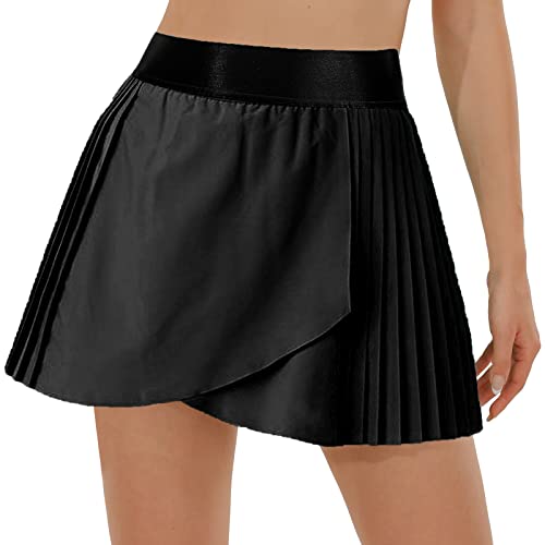 Husnainna Saia de tênis plissada para mulheres, atlética, golfe, saias, pickleball, corrida rodada,