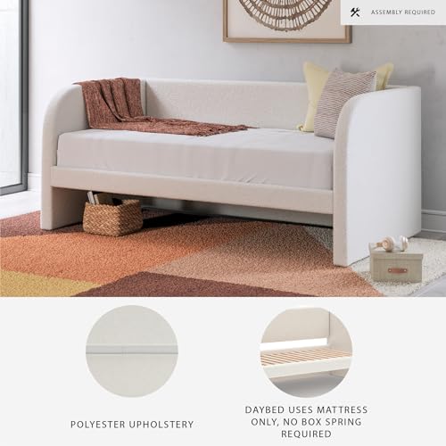 Image of Signature Design by Ashley Shapella Boho Chic Upholstered Day Bed, Foundation or Box Spring Not Needed, Twin, Beige & White