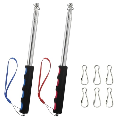 KSVFTB Telescopic Flag Pole Flagpole with 2 Poles and 6 Clips Telescopic Pole for Tour Guides and Teachers Extends from 27cm to 200cm
