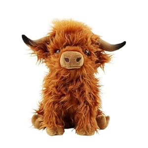 Stuffed Animals Highland Cows Stuff Fluffy Cattle Dolls Skeleton Toys Figure Pillows Valentina Birthday Gifts for Baby Kids Girls Boys Toddler Preschool Realistic Plush Décor (11 inches,Brown)