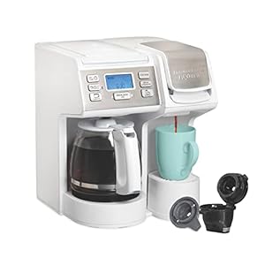 Hamilton Beach FlexBrew Trio 2-Way Coffee Maker, Compatible with K-Cup Pods or Grounds, Single Serve & Full 12c Pot, White with Stainless Steel Accents, Fast Brewing
