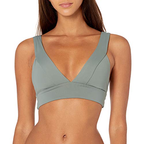 Seafolly Women's Standard Banded Longline Triangle Bikini Top Swimsuit, Active Olive Leaf, 8 US