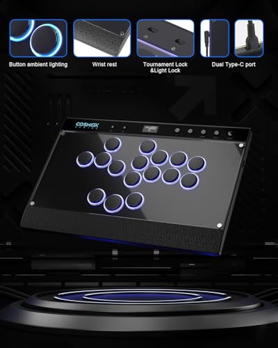 Image of Haute42 Leverless Controller for Arcade Gaming: C16 Magnetic Detachable Series - Aluminum Alloy Base with Acrylic Panel - Laser-Engraved Wrist Rest - Custom RGB Controller for PC /Switch /PlayStation