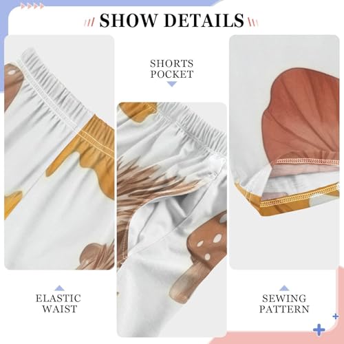 Hedgehog with Leaf Boys Long Pants Soft Trousers Elastic Waist Kids Lounge Bottoms with Pockets S-XL4