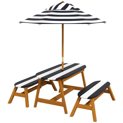 Outsunny Kids Picnic Table Set, Wooden Kids Table and Benches Set...