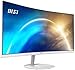 msi PRO MP341CQW 34-inch VA 3440 x 1440(UWQHD) Computer Monitor, 100Hz, Free-Synch, HDMI, DisplayPort, VESA Mountable, Speaker, 1ms, White