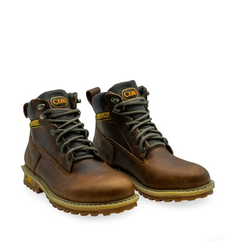 CEBU Men's Soft Toe Work boots, Heavy Duty, Oil and Acid Resistant, for construction, oil and gas, and more, leather 6