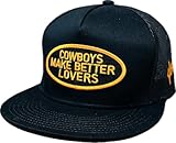 CACTUS ALLEY HAT CO. Cowboys Make Better Lovers Western Lifestyle Inspired Adjustable Snapback (US, Numeric, 7, 7 3/4, Black/Orange)