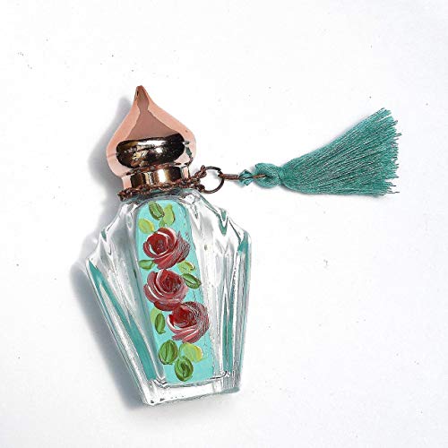 Elegant Hand-Painted Miniature Glass Perfume Bottle with Gold Twist Top - Refillable Essential Oil Holder for Travel and Decor - Image 5