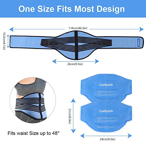Comfpack Ice Pack For Back Pain Relief, With 2 Gel Packs Reusable Lower Back Ice Pack Wrap For Lumbar, Sciatic Nerve, Herniated, Degenerative Disc, Coccyx, Tailbone Pain, Injuries #TOP6
