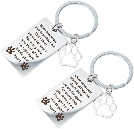 Dog Memorial Keychain 2pcs When Tomorrow Starts Without Me Dog Keychains Keyrings Keychains for Loss of Pet Dog Cats Memorial Sympathy Keepsake Gifts Keychains Remembrance Gifts