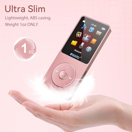Image of RUIZU 64GB MP3 Player with Bluetooth 5.3, 1.8 inch Screen Portable Music Player, FM Radio, Voice Recording, EBook, Shuffle Single Loop, 80H Digital Audio Video Playback, Lightweight, Support 128GB TF Card