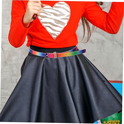 4pcs Kids Heart Buckle Jeans Belt Set Short Length Artificial Leather Belts for Girls Stretch Design for Dress and Casual Wear3