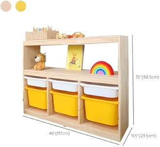 LITFAD Wooden Closed Back Bookshelf Freestanding Bookcase Modern Display Cabinet Shelf with Drawers Toy Storage Cabinet for Bedroom, Living Room - 46" L x 12" W x 35" H White