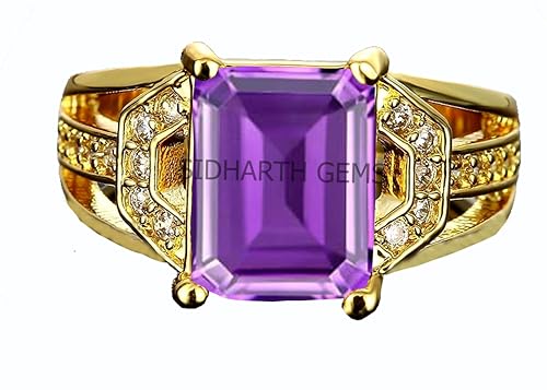 Bague améthyste violette de 6 carats, le cadeau astrologique idéal avec son anneau ajustable
