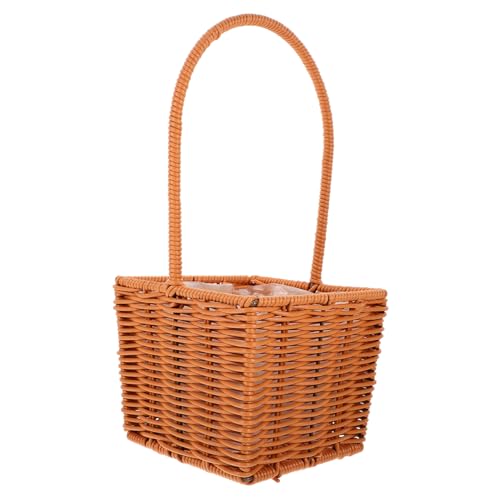 Woven Picnic Basket Compact Handheld Flower Arrangement Basket for Home Decor Lightweight Storage Versatile Use for Weddings and Picnics and Stylish Design