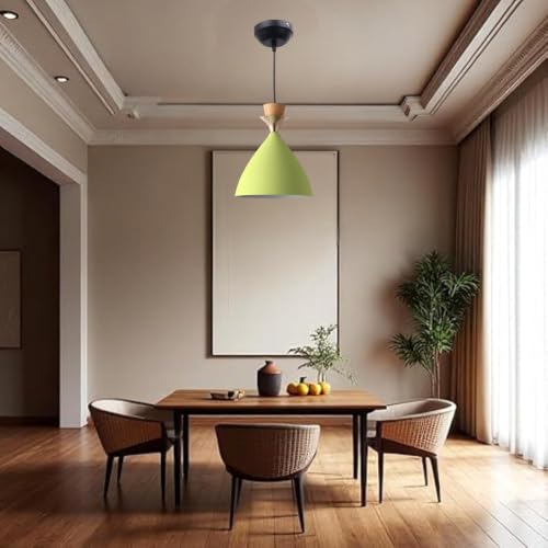 Image of Aluminium Hanging Bell Shade Light, Moss Green, Pack Of 4
