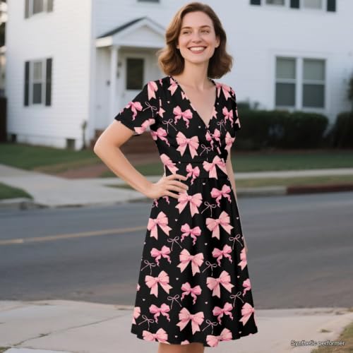 Image of Women's Summer Dresses Short Sleeve Formal Dresses with Pockets