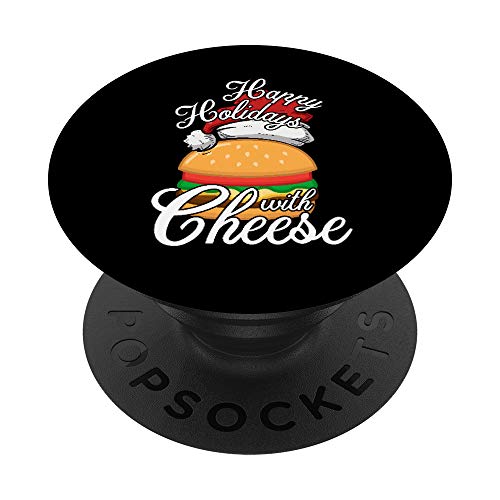 Felices fiestas con queso - Hamburguesa navideña con queso PopSockets PopGrip: Agarre intercambiable para Teléfonos y Tabletas