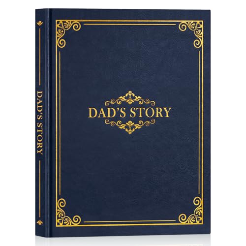 Lanpn Papá Cuéntame la Historia de tu Vida con 300+ preguntas, Regalo del Día del Padre Navidad Cumpleaños, Libro de Recuerdos de la Vida de Papa de Cuero, Dad Life Sroty Journal, Azul