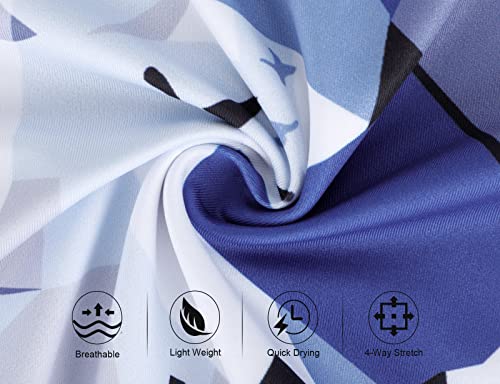 Tanst Sky Sleeveless Workout Tops For Women, Loose Fit Polo Collared Shirts V-Neck Quick Dry Running Hiking Golf Tshirts Pullover Tennis Yoga Gym Clothes Geometric Blue Large #TOP3