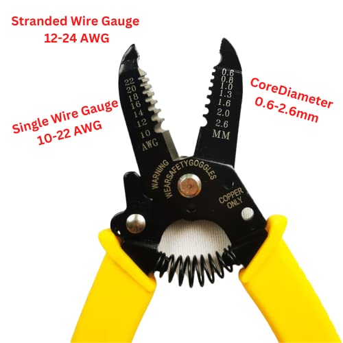 Wire Stripper - Wire Strippers Electrical, Cable Cutters, Cable Stripper Tool - Wire Strippers, Cable Stripper (Yellow Straight) - Image 3