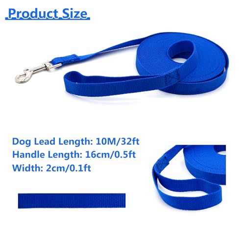 Schleppleine 10m für Hunde, Wasserdicht Hundeleine mit Handschlaufe und 360° Karabiner, Robuste Ausbildungsleine Schleppleine für Mittlere Große Kleine Hunde (Blau)