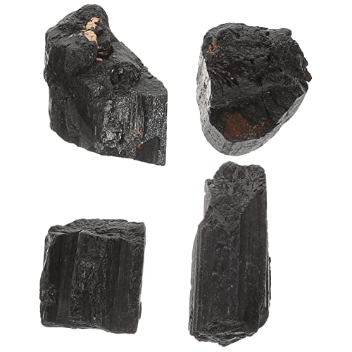 WRITWAA Unique Natural Black Tourmaline Rough Stone for Decor Fish Tank Planter Pot Home Adornment