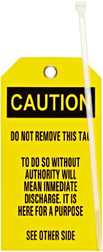 Brady 76168 5-3/4" Height, 3" Width, B-851 Economy Polyester, Black On Yellow Color Blank Accident Prevention Tags (Pack Of 25)