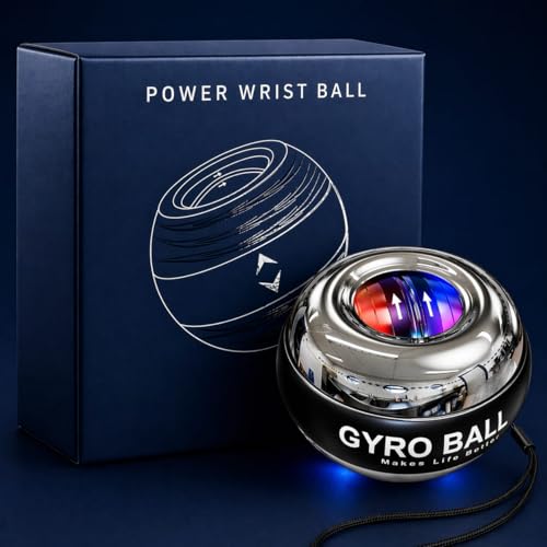 Image of Wrist Trainer Power Gyro Ball, Hand Forearm Strengthener, Colorful Lighting Ball, Arm Strengthener Enhancer Essential Gyroscopic & Exerciser for Stronger Muscle Fingers Bones Workout Exercise(Silver)