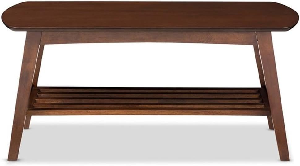 Baxton Studio Sacramento Mid-Century Modern Scandinavian Style Coffee Table, Dark Walnut