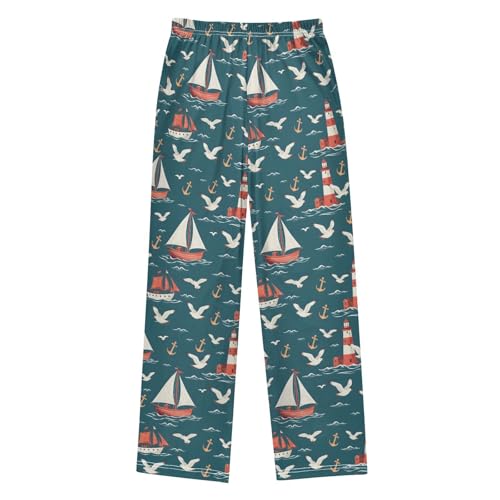 ALAZA Seagull Boat Anchor Cartoon Pajama Lounge Pants Long Sleep Pajama Bottoms with Pockets2