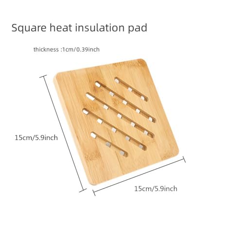 Natural Bamboo Ceramic Pot Tray Heat Bowls Insulation pad, Durable Anti-Hot Insulation pad for Hot Dishes, Bowl, Teapot, Hot Pot Holders Tray Soup Bowl Tray Table mat (5.9 * 5.9, Square) — view 2
