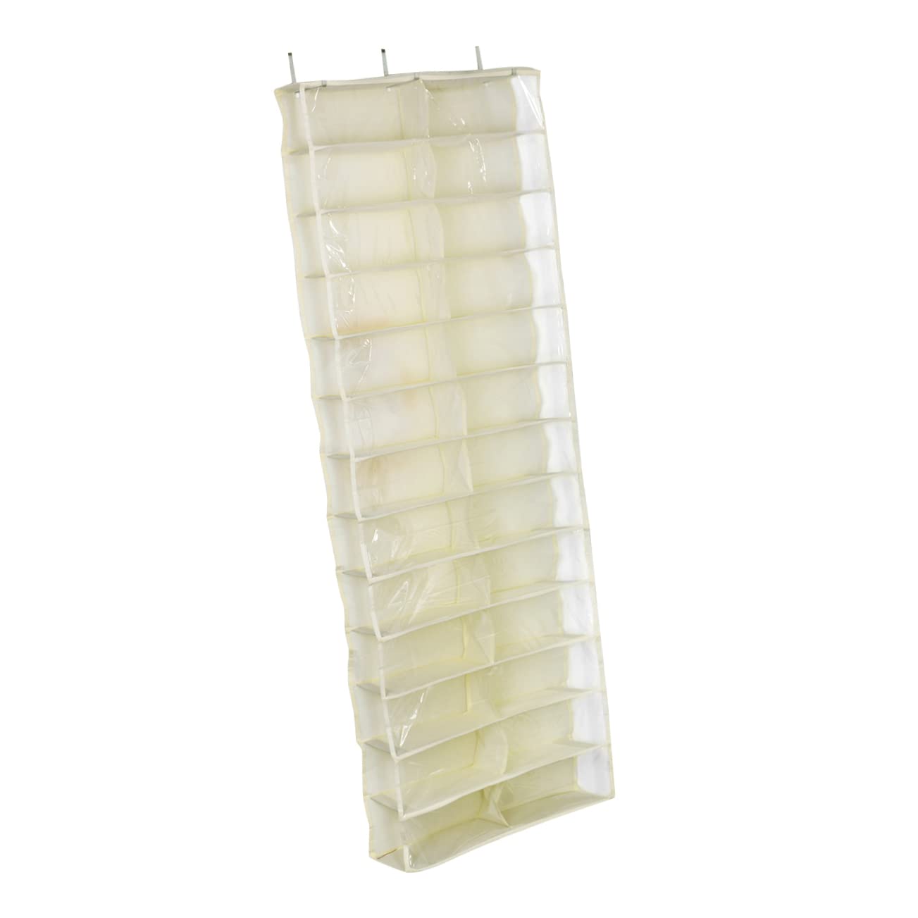 Happyyami Shelf Over the Door Shoe Organizer with Hooks Beige Hanging Storage Rack for Shoes Slippers Belts and Scarves Space Saving Closet Hanger for Maximum Storage Efficiency