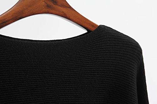 Image of EDSTAR Women Dolman Batwing Sleeves Knitted Sweaters Winter Boat Neck Pullovers Tops