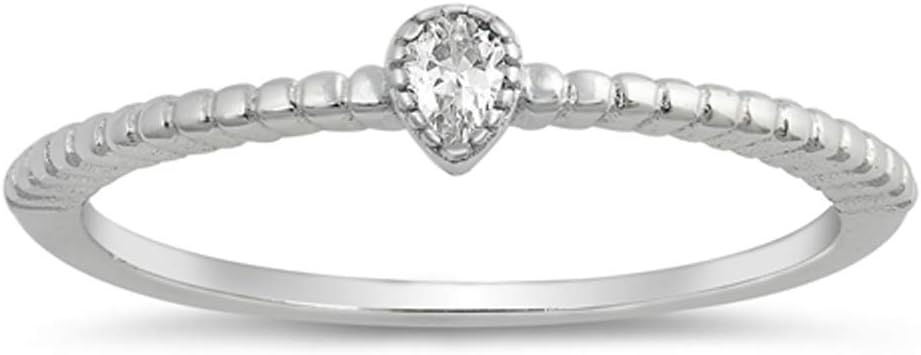 CHOOSE YOUR COLOR Sterling Silver Teardrop Ring