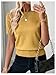 SOLY HUX Women's Short Sleeve Sweater Crew Neck Dressy Casual Knit Tops Pure Mustard Yellow Large